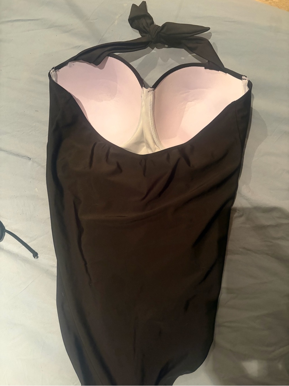 Classic Black One-Piece shape wear swim with Built-In Cups and sexy mesh sides - Picture 4 of 5